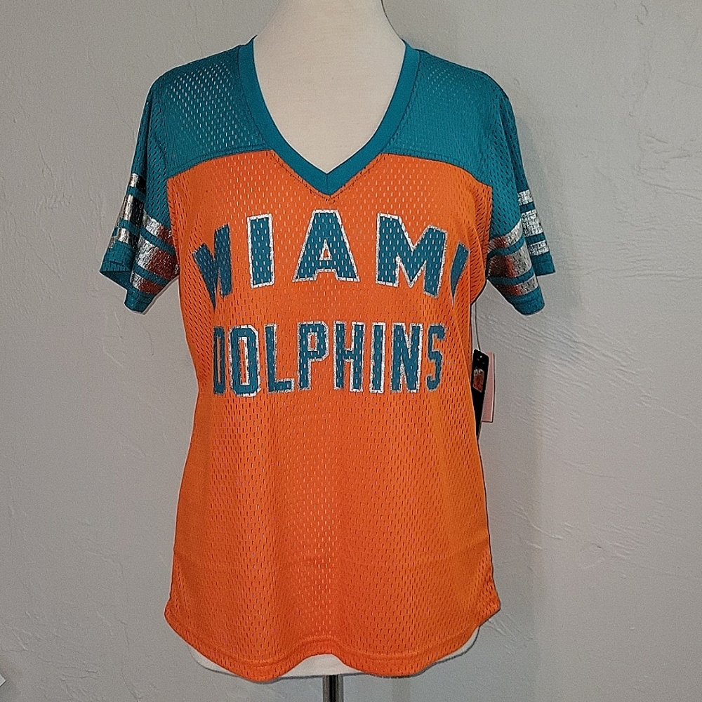 NWT Miami Dolphins NFL Ladies V Neck Jersey